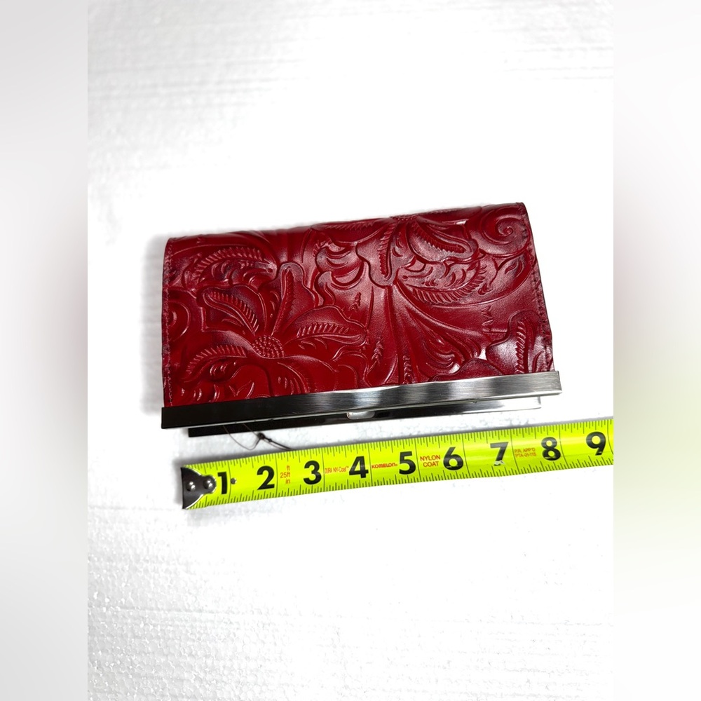 Leather Wallet Patricia Nash Red Embossed Clutch - Picture 4 of 11